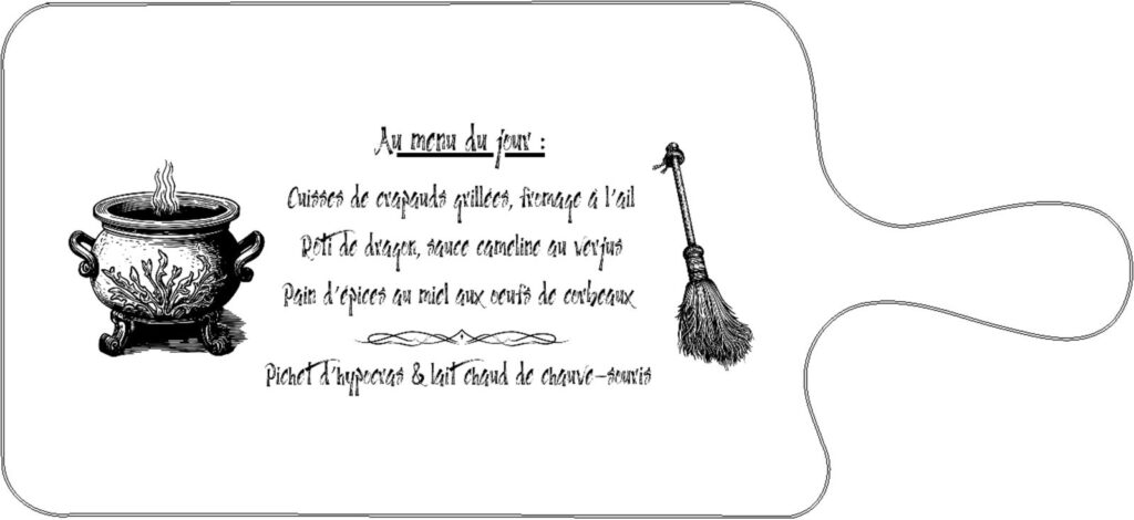 Petite planche à découper "menu de sorcière" (sur commande)