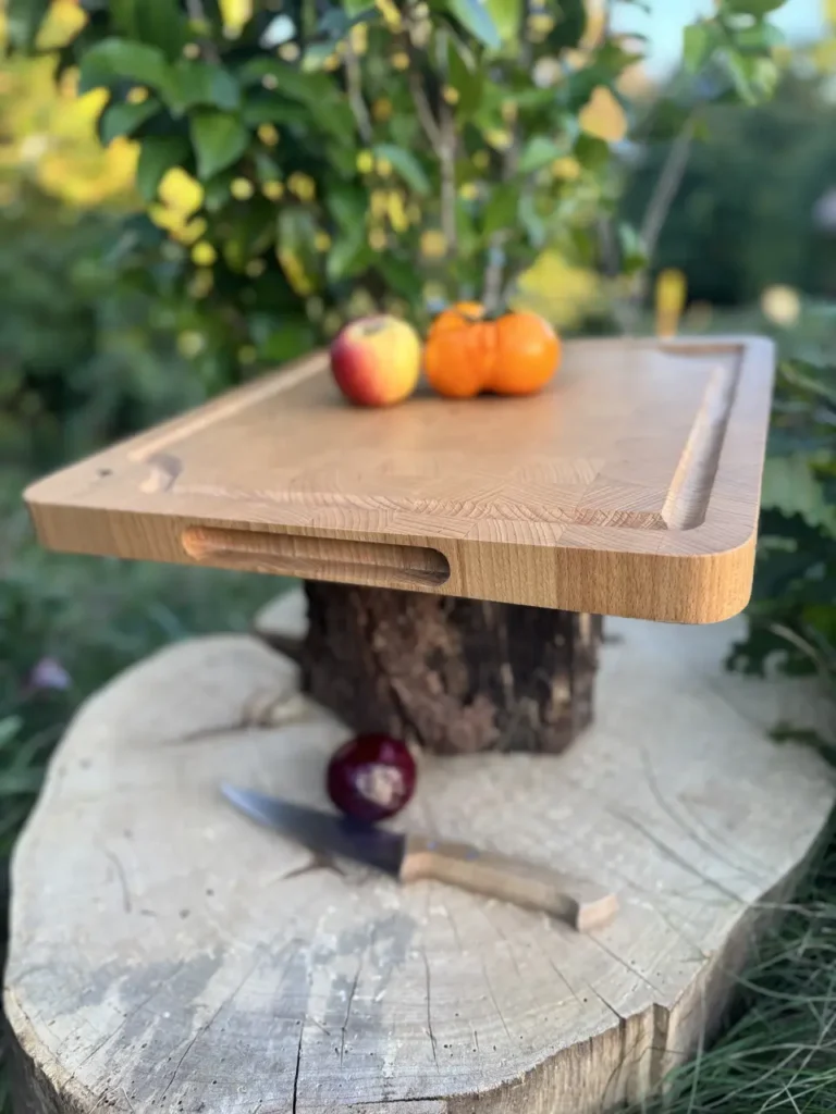 Planche à découper en bois de bout 39,5x40x3cm (avec rigole)
