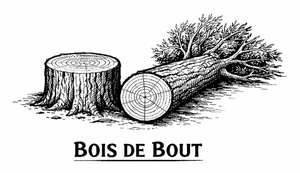 bois de bout schema seve et copeaux