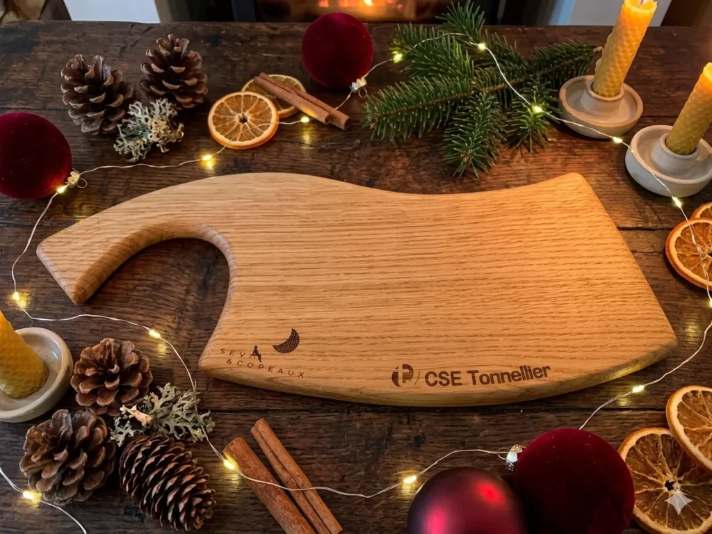 cadeau-entreprise-CE-personnalise-artisanal-bois-massif-recto-seve-et-copeaux